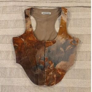 Manière De Voir Oil Paint Art Print Structured Corset Top US 2